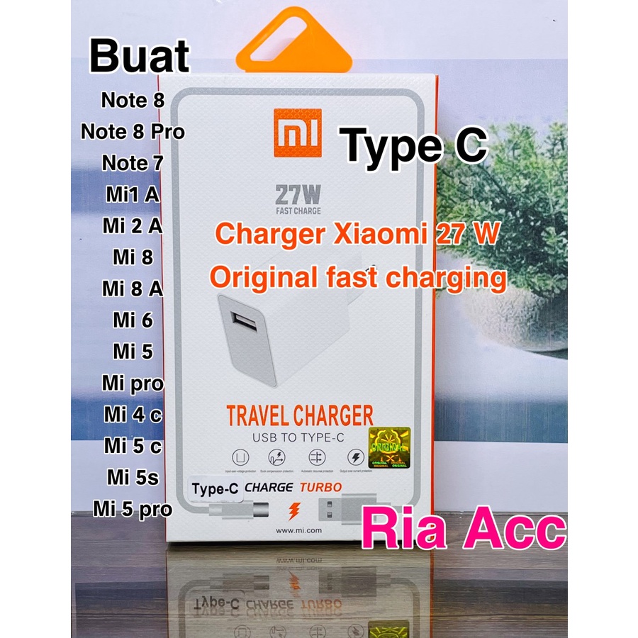 Charger Xiaomi Type C Redmi Original Fast Charging Mdy-11-Ez 27w 3.Oa - Putih