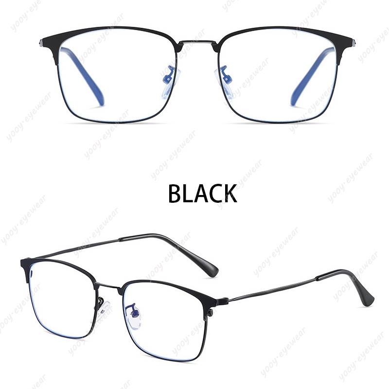 Photochromic Anti Radiation Eyeglasses Metal Frame Square Glasses Computer Eyewear for Men Women