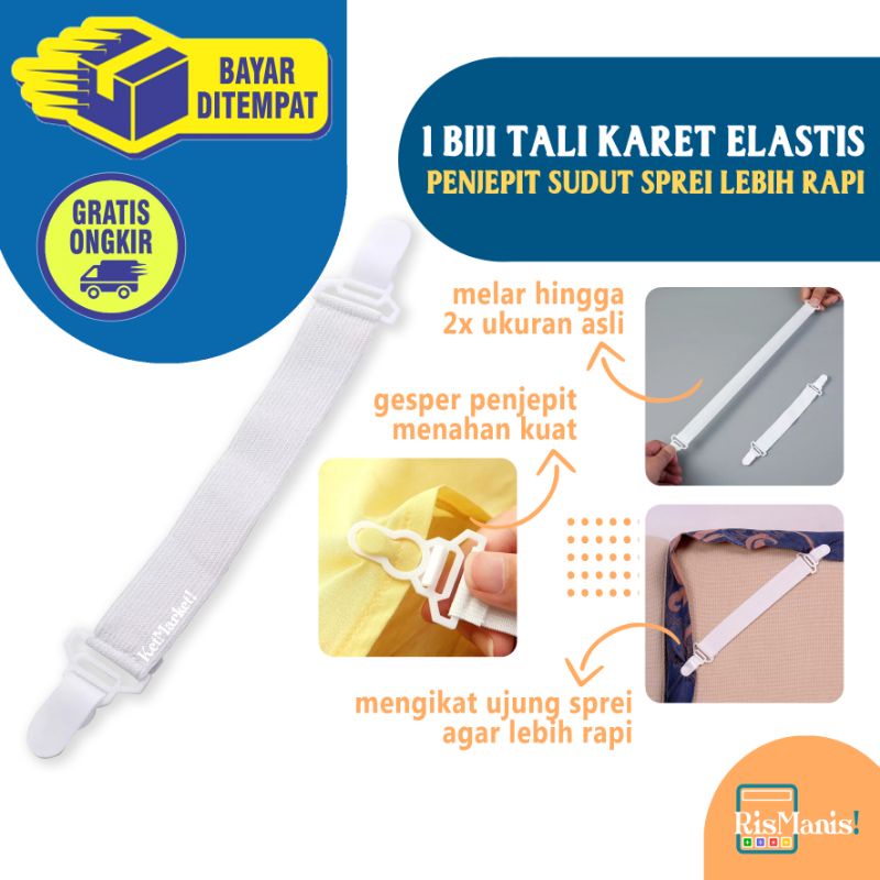 ELASTIC BED SHEET STRAP - 1 pcs Tali Karet Nilon Elastis Pengikat Sudut Sprei Bed Cover Gesper Penjepit Ujung Kain Spring Bed Tempat Tidur Pengencang Penahan Sarung Kasur Kamar