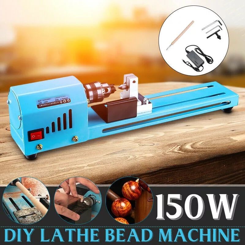 DC12-24V 150W Mesin Bubut Kayu Mini DIY Woodworking Mini Lathe Beads Manchine CNC Grinding Rotary