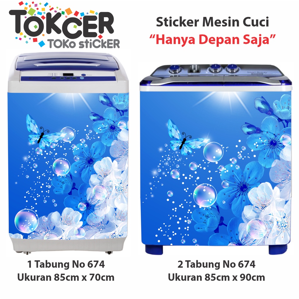 Stiker Kulkas 1 Pintu / 2 Pintu /Stiker Kompor/Stiker magicom Melati BIRU