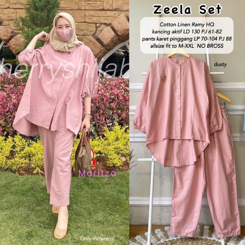 ZEELA SET by Shofiya : setelan wanita katun linen rami POLOS VIRAL KEKINIAN HITS berkualitas halus n