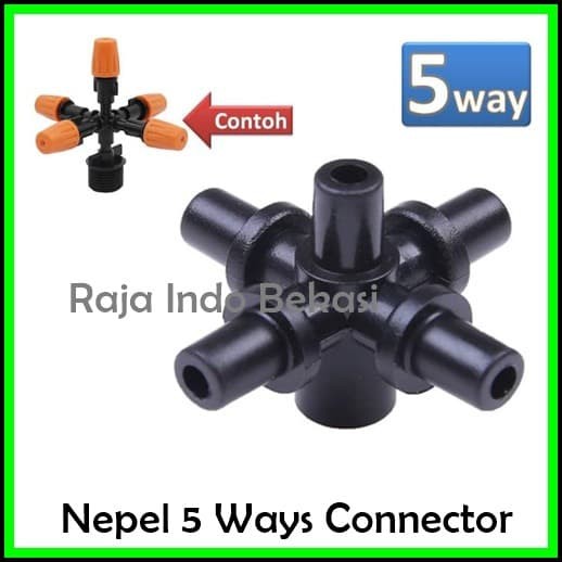 085 Konektor Cabang 5 Flat Tee 7mm Fogger Head Nozzle 5 Way Connector