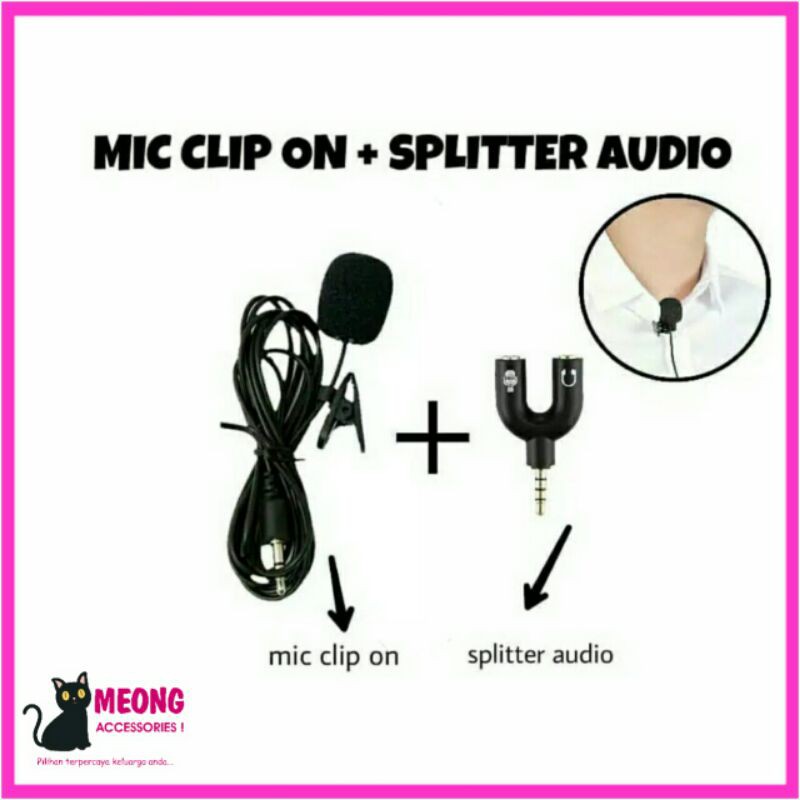 Paket Mic Clip On + Splitter U / Paket Youtube, vlog, smule