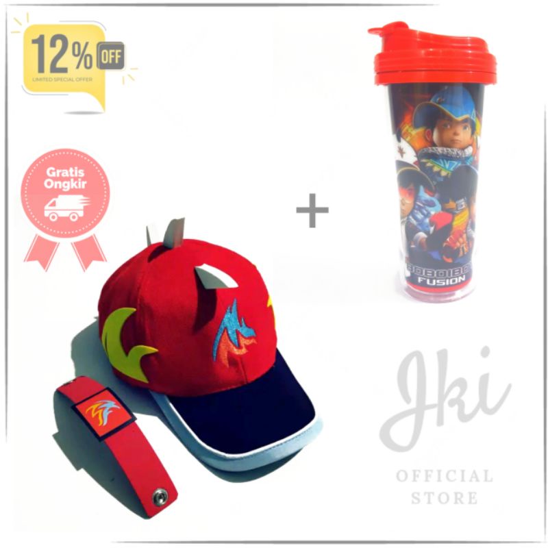 Paket Hemat Topi Boboiboy Fusion + Tumbler Fusion Terbaik