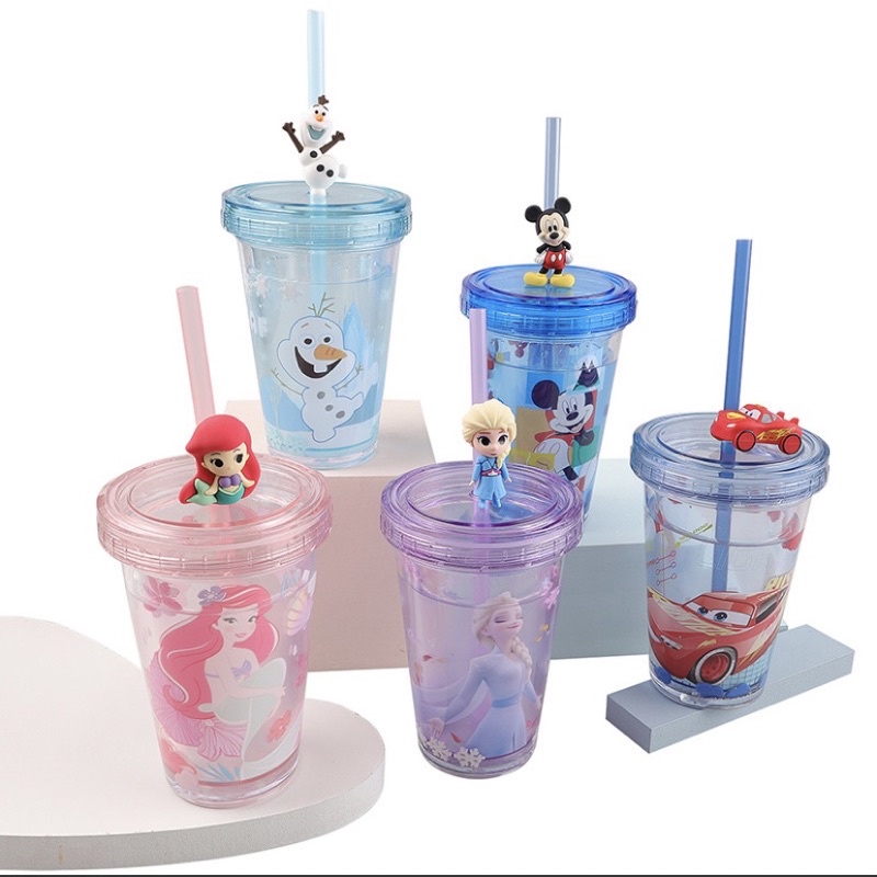 TUMBLER gelas floating 3D frozen elsa olaf mickey cars ariel mermaid