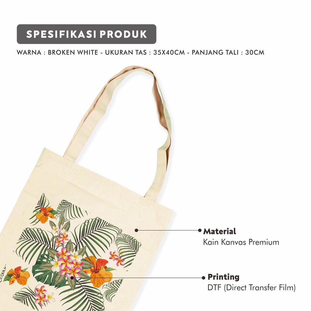 Sevine Totebag Kanvas Wanita Fashion Tas Tote Bag Laptop Motif Tropical- KPT3