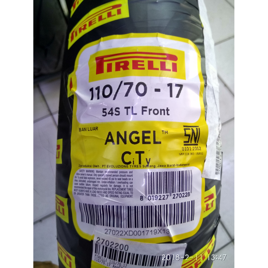Ban Pirelli Angel City 110/70 ring 17 Ori