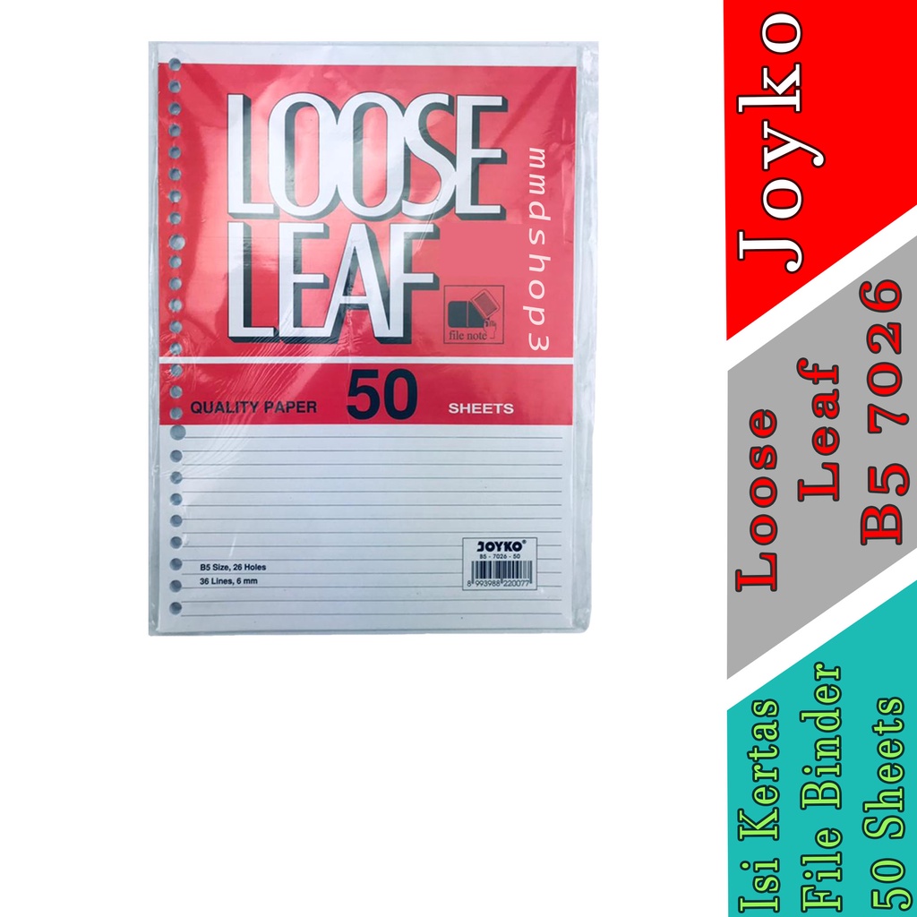

Isi Kertas File Binder - Joyko - Loose Leaf B5 7026 - 50 Sheets