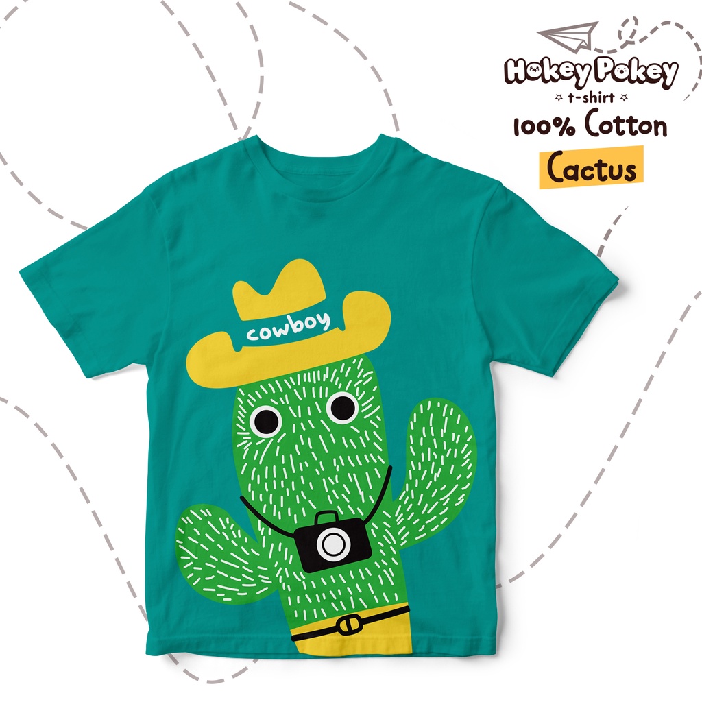 Baju Kaos T Shirt Anak Laki Laki Katun Combed Motif Cactus