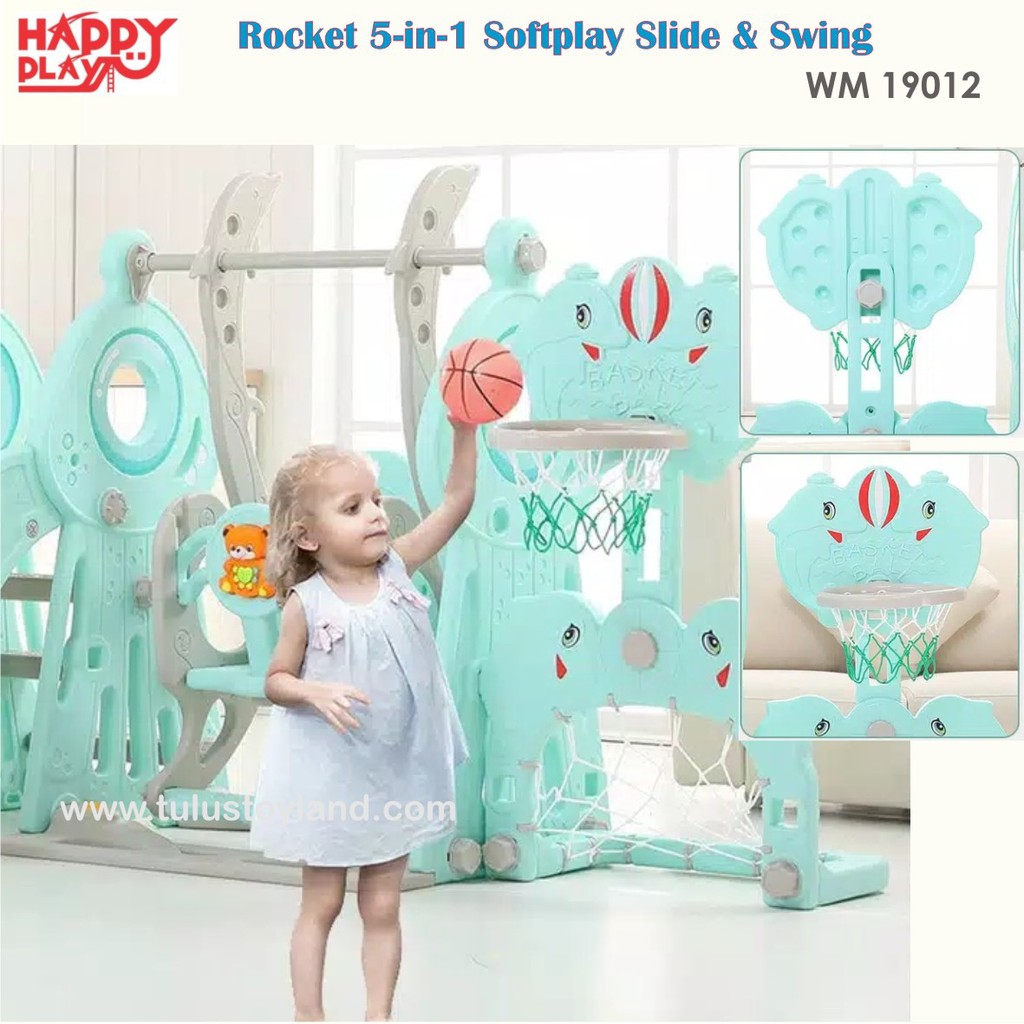 Perosotan Ayunan 5 in 1 Happy Play Rocket 5in1 Softplay Slide Swing Anak WM 19012 Soft Play WM19012