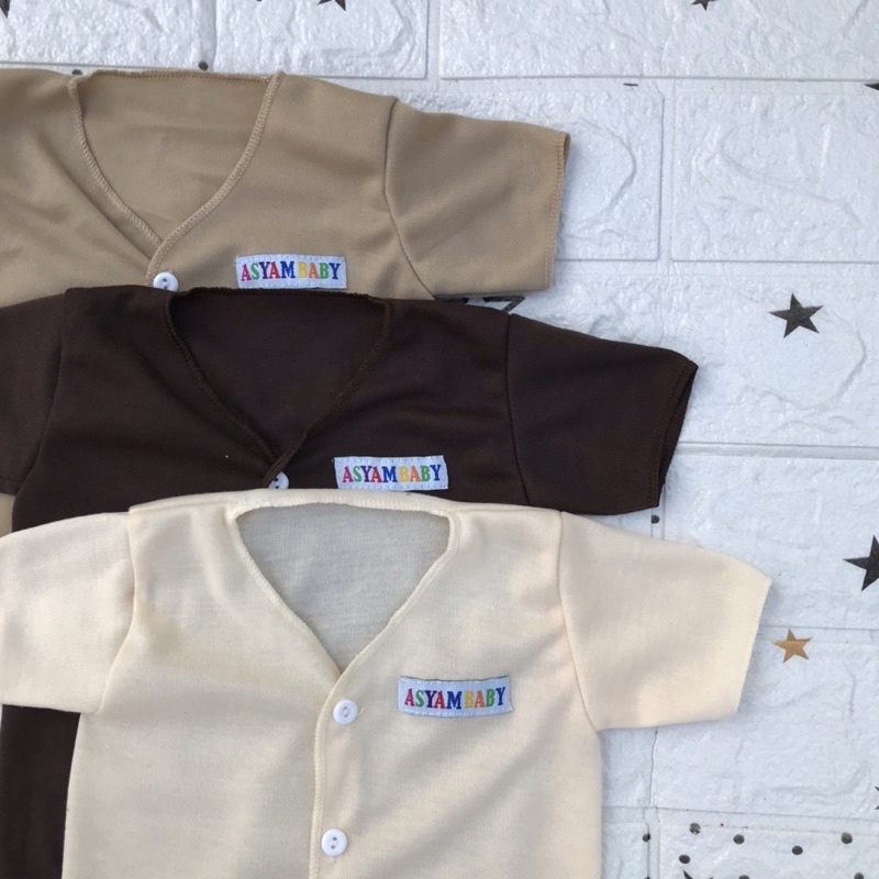 3 PCS Baju Bayi Seri Coklat Lengan Pendek Baju Bayi Newborn Baju Bayi Baru Lahir DNW BABY