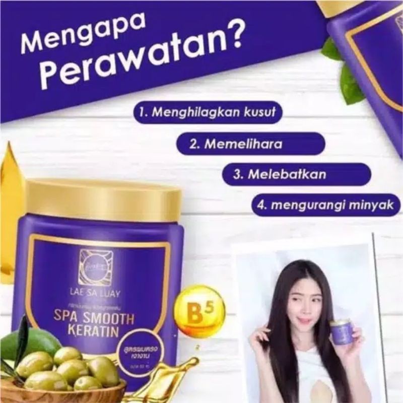 masker rambut Lae sa luay ORIGINAL spa smooth keratin best product Thailand best seller