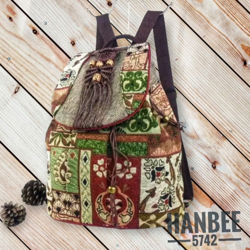 TAS WANITA, BACKPACK, ETNIK,  BOHEMIAN, TAS LANGKA, IMPORT, COLOURFUL