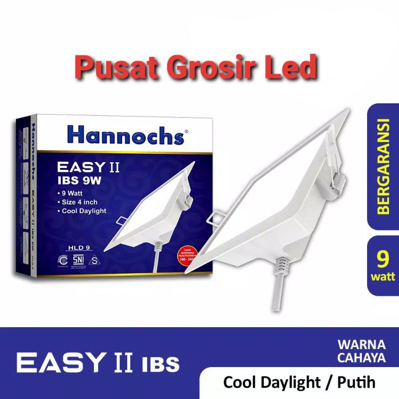 Led panel Hannochs Easy II 9w 9 watt Segi putih / Downlight Led Hannochs Easy II 9w segi