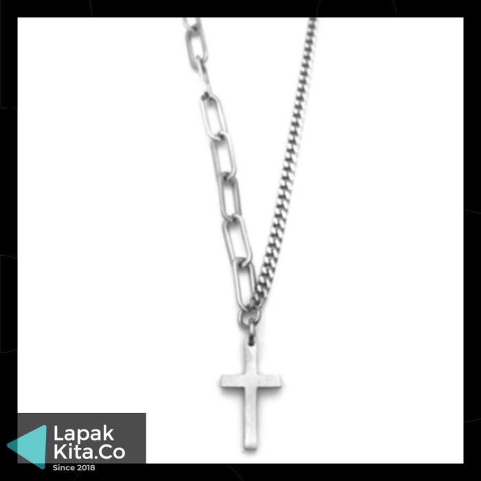 Kalung Salib Pria / Kalung Pria Salib Hitam / Kalung Salib Titanium