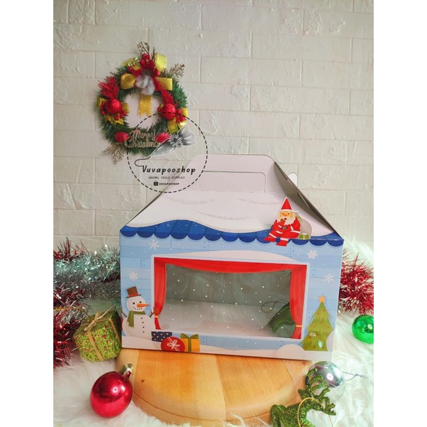 Box Toples Natal Biru / Box Hampers Natal / Dus Kue Kering Natal