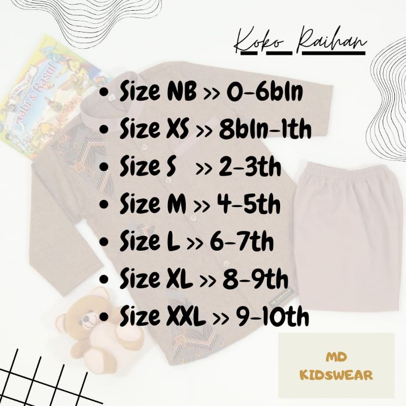 Setelan Koko Anak Ar-Raihan ||by MD Kidswear Original ||Koko New Born/Balita/Anak Muslim.