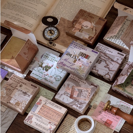 

HI427 Kertas Deco 100pcs Jurnal Vintage Retro Style Scrapbook Diary DIY