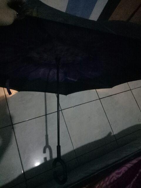 Payung Terbalik Reverse Umbrella Gagang C Kazbrella ( Bunga )
