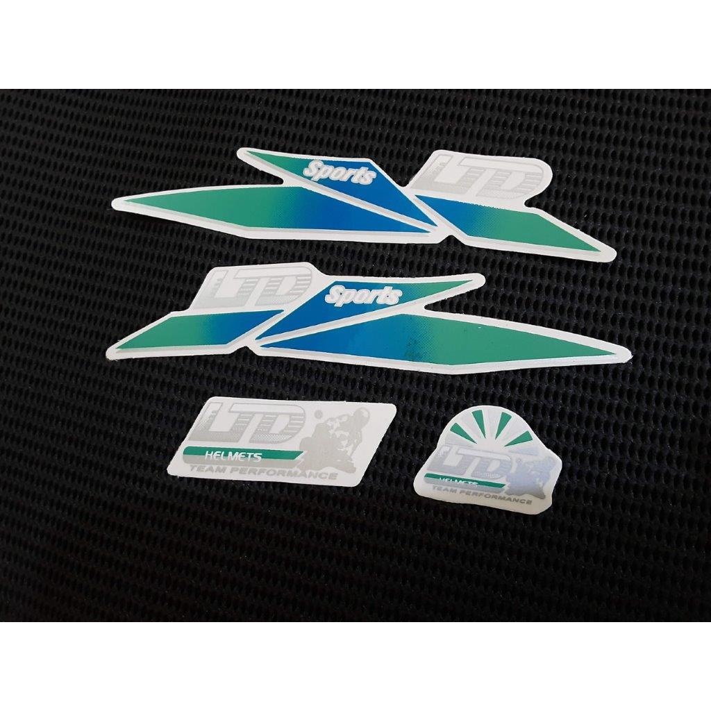 STIKER STICKER HELM LTD ORANGE DAN HIJAU KW SUPER