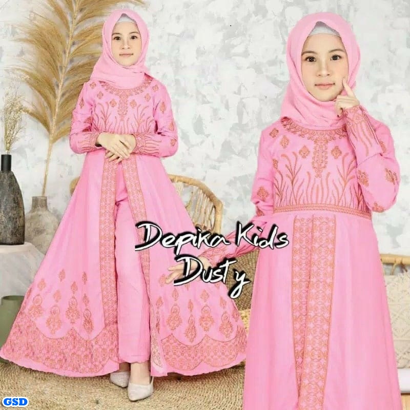 Depika Kids/Baju Muslim Anak Full Bordir/ Gamis Anak 6 - 8 Tahun/fashion Muslim Best Seller