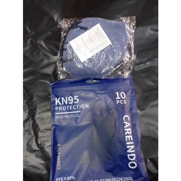MASKER KN95 WARNA NAVY 1 PACK ISI 10PCS KEMASAN PLASTIK ready