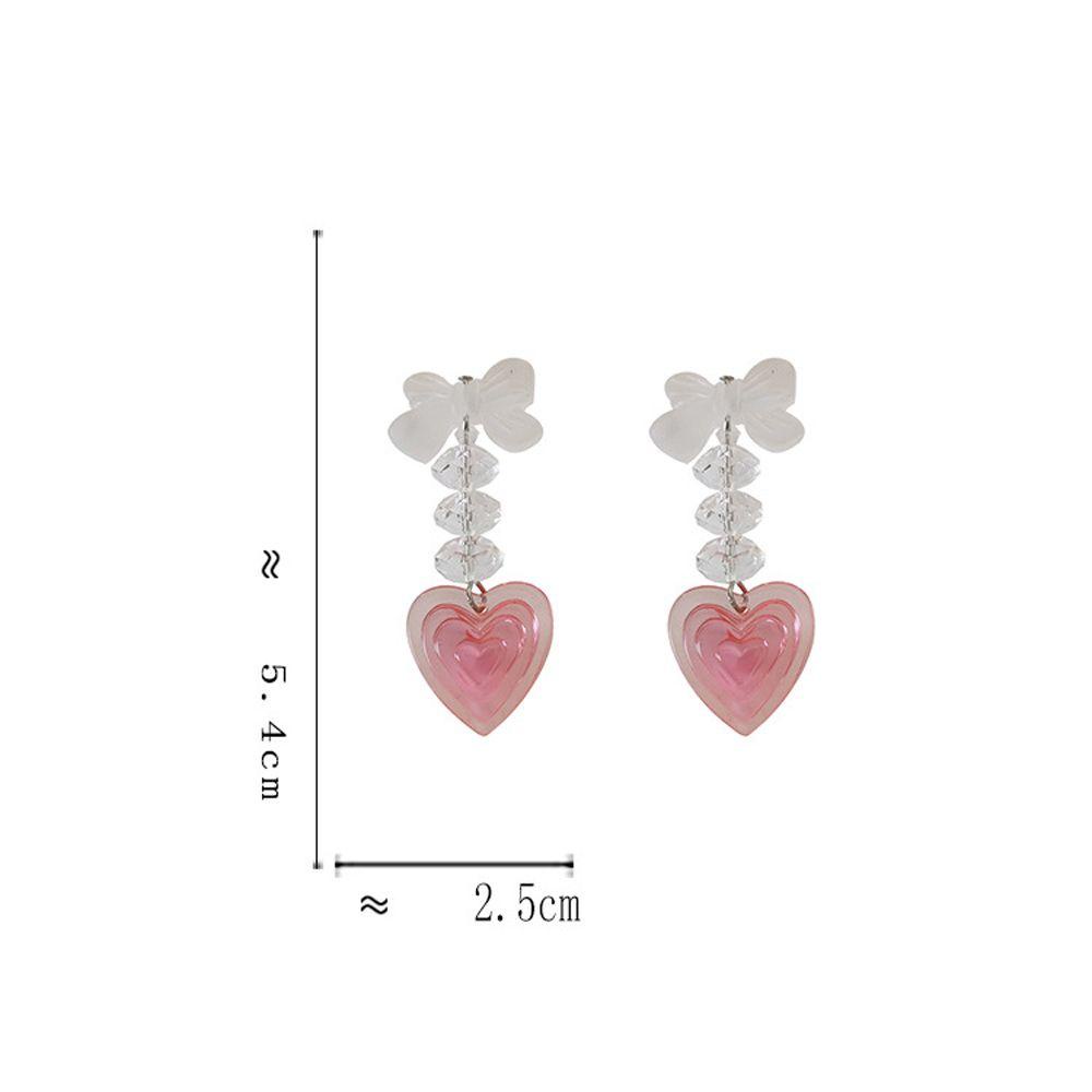 NEEDWAY Wanita Anting Pesta Bunga Manis Merah Muda Putri Cinta Ikatan Simpul Drop Earrings