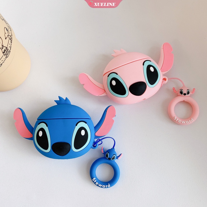 Cover Pelindung Bahan Silikon Motif Kartun Stitch Untuk AirPods 1 2