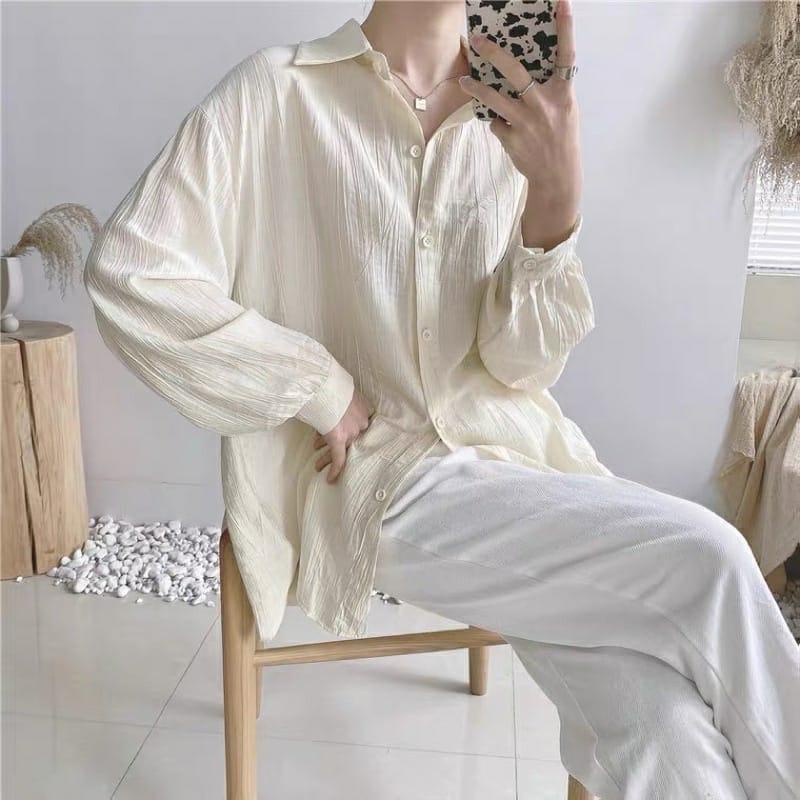 BEFAST - ZFS OOTD Wanita Kemeja TERY / Eunbin krinka crinkle linen shirt / Pakaian Kemeja Kasual / Kemeja Polos Formal / Kemeja Kekiniaan Remaja / OOTD Ala Style Korean / Fashion Kem Kerja / Terlaris