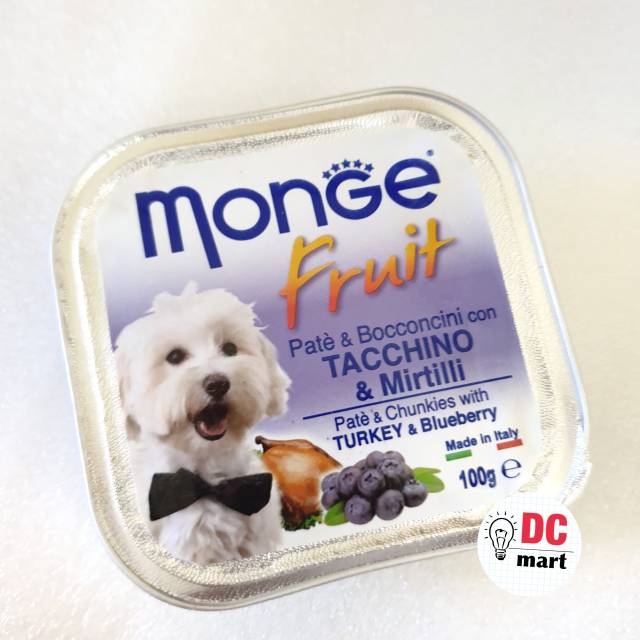 MONGE kemasan TRAY 100Gr Daging dan Buah Segar / Makanan Basah Anjing TRAY