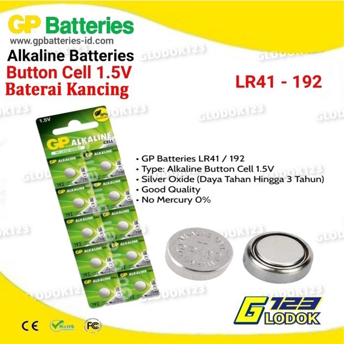 Baterai Kancing Alkaline 192/LR41/V3GA Original GP Batteries