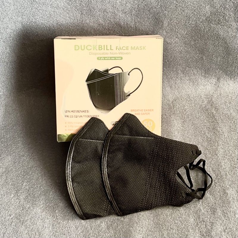 masker duckbill y&amp;b care original isi 50 pcs hitam dan putih masker duckbil ynb kualitas bagus mirip sensi mask duckbill