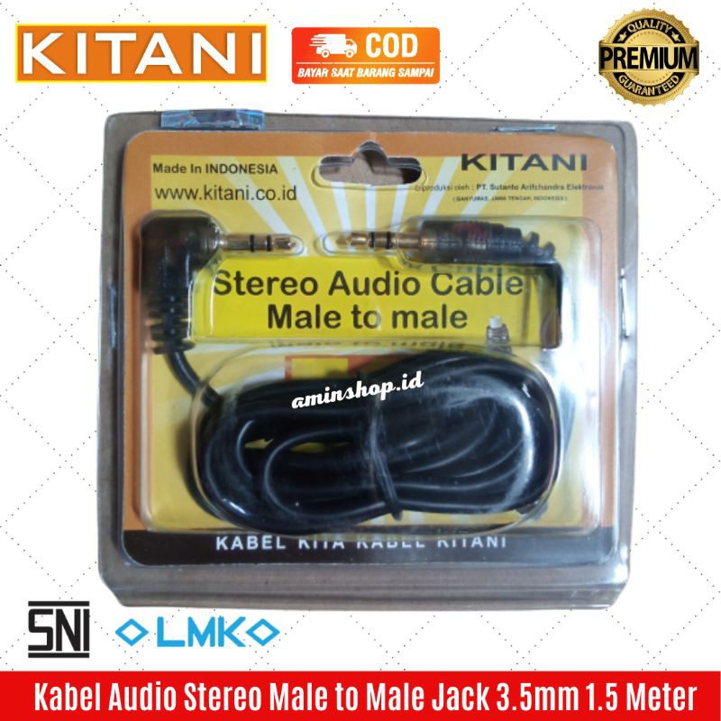 Kabel Audio Stereo Male to Male Jack 3.5 mm Kitani 1.5 Meter