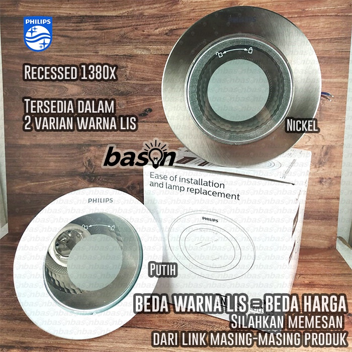 PHILIPS DOWNLIGHT 13803 Glass Recessed Nickel | Rumah Lampu 100mm dengan Kaca