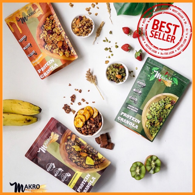 

MAKRO PROTEIN GRANOLA 350 GR | MUESLI CEREAL MIXED SEED FRUIT bar bites almond