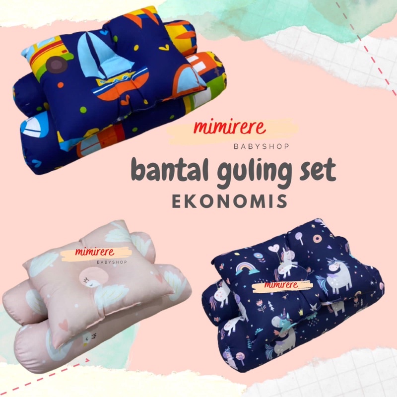 Promo! Bantal Guling Bayi Anti Peang 3in1 Set Ekonomis Perlengkapan Tidur Bayi