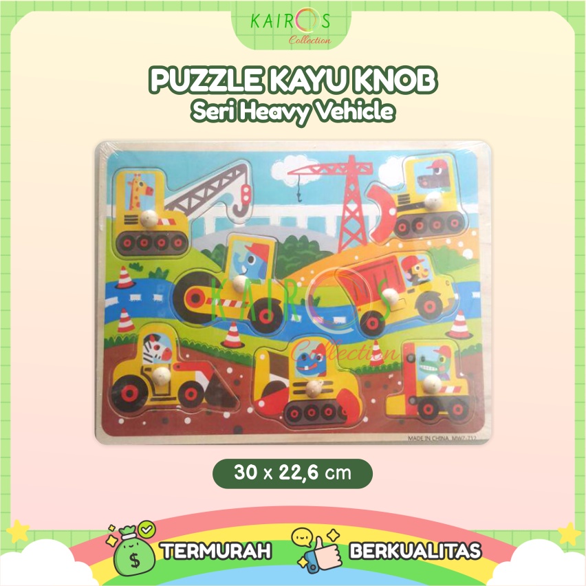 Puzzle Anak Kayu Knob Transportasi / Heavy Vehicle