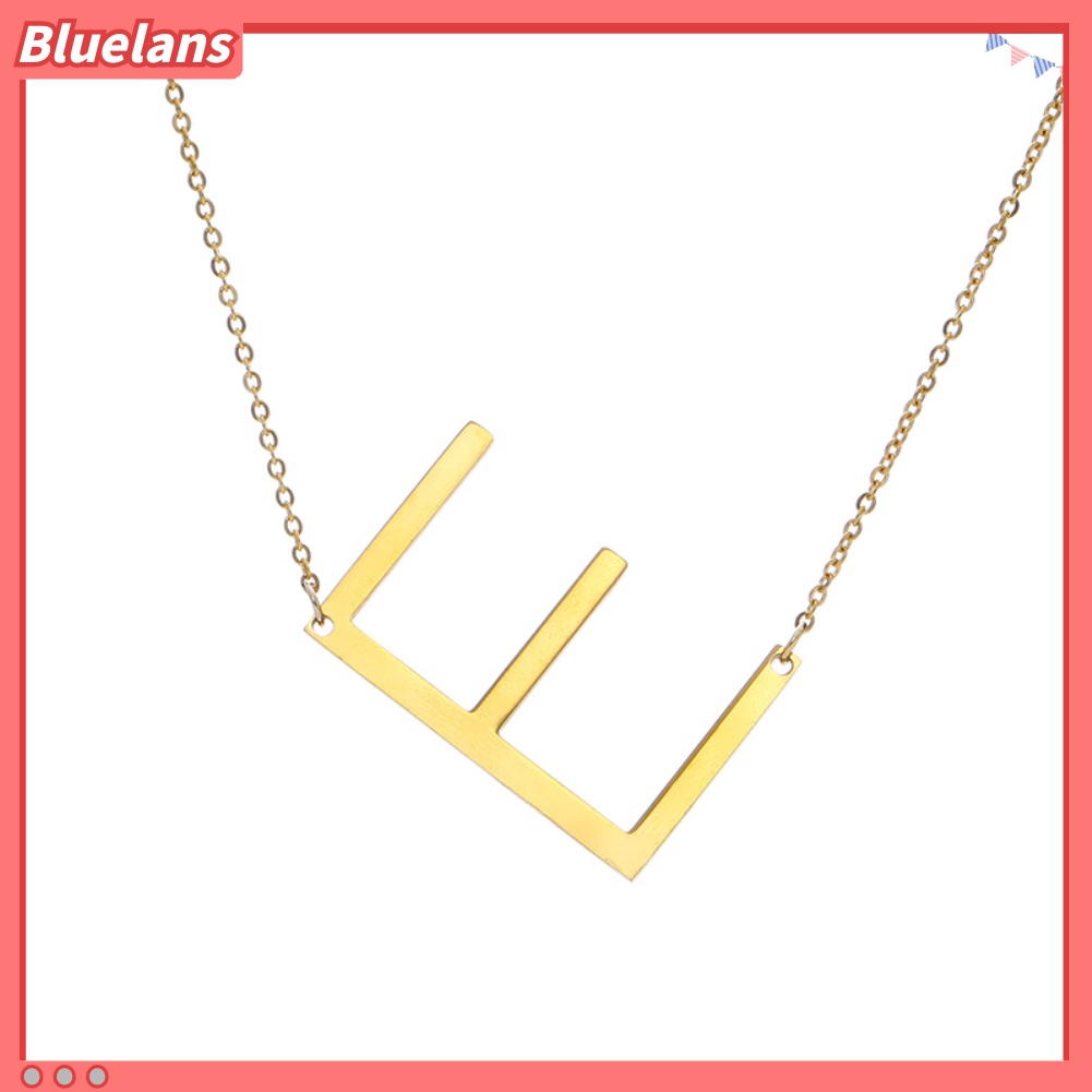 Kalung Liontin Inisial Huruf A-Z Bahan Stainless Steel Lapis Emas Gaya Korea