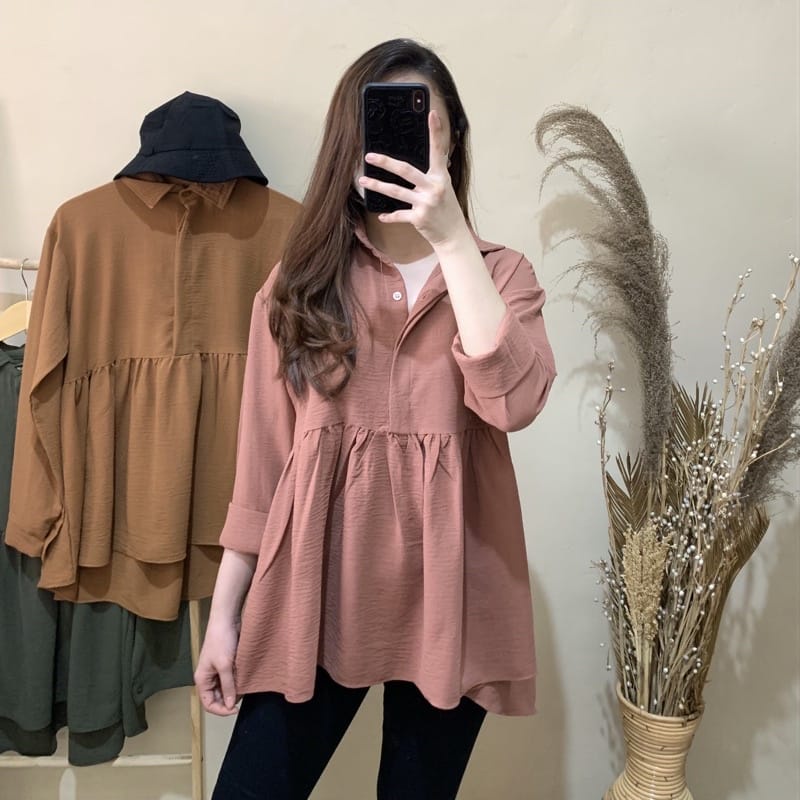 Clarissa Longshirt- Blouse Wanita- Atasan Wanita- Korean Style