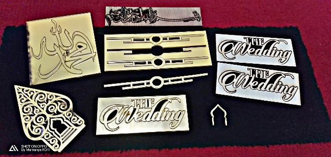 Lafadz Allah Muhammad Dekorasi Mahar Akrilik Gold Emas