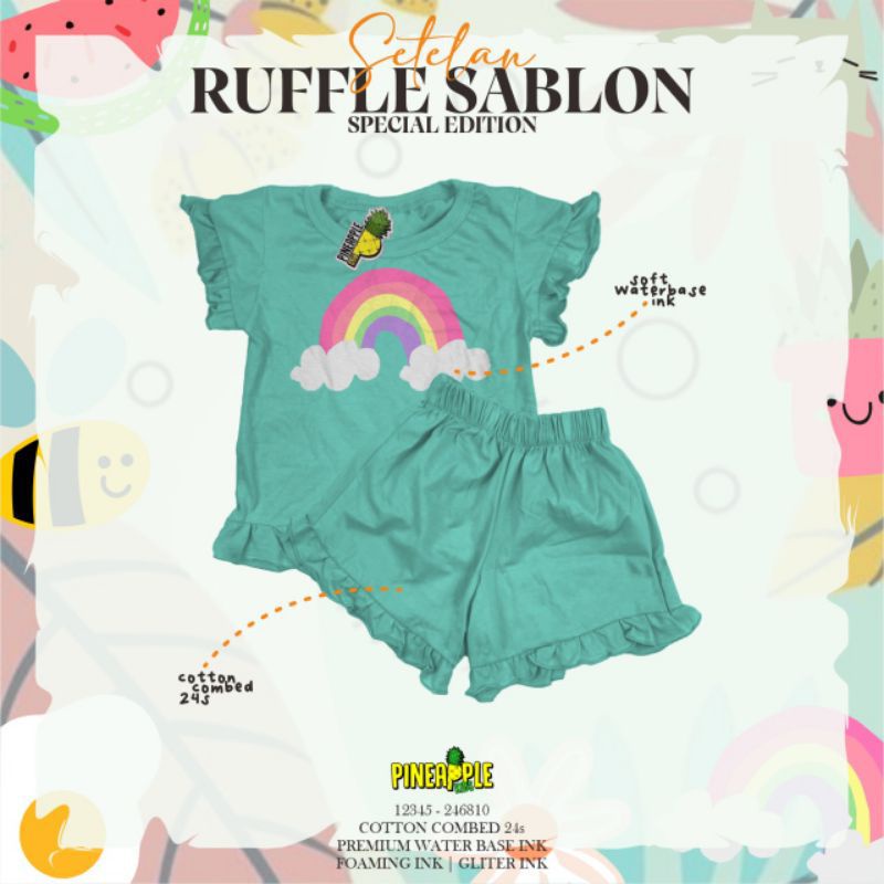 SETELAN RUFFLE SABLON PINEAPPLE