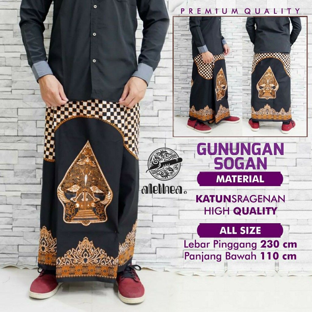 Sarung Batik Gunungan Sogan Dasar Hitam Alethea WAYANG GENDONG WEDANGAN MODANG PUTIH BANIADAM GUNUNG ASKORO GURDO KOSONG MODIN GUMATUR ABIRAMA KEMEBUL DAGEL GERBANG PUTIH BATIK SOLO AMANAH BATIKSOLOAMANAH KAMANDANU BLUE SEMBODO PEKSI SEMULUR KEMBAR SIAM