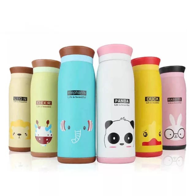 Termos Animal 500mL Ada KARET - Thermos Botol Minum Stainless Lucu untuk Anak