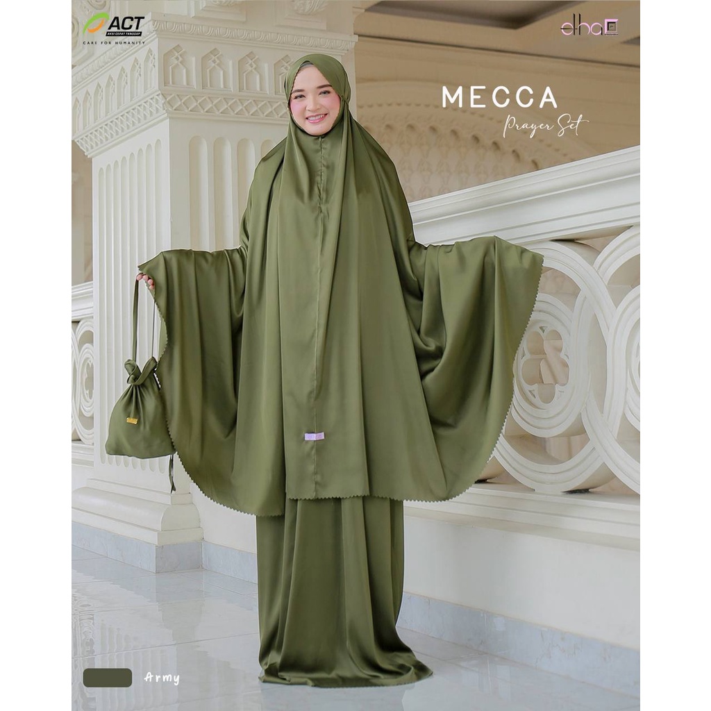 Mecca Prayer Set Mom Mukena Cantik Silk Sutera Polos Lebaran by Elha Indonesia