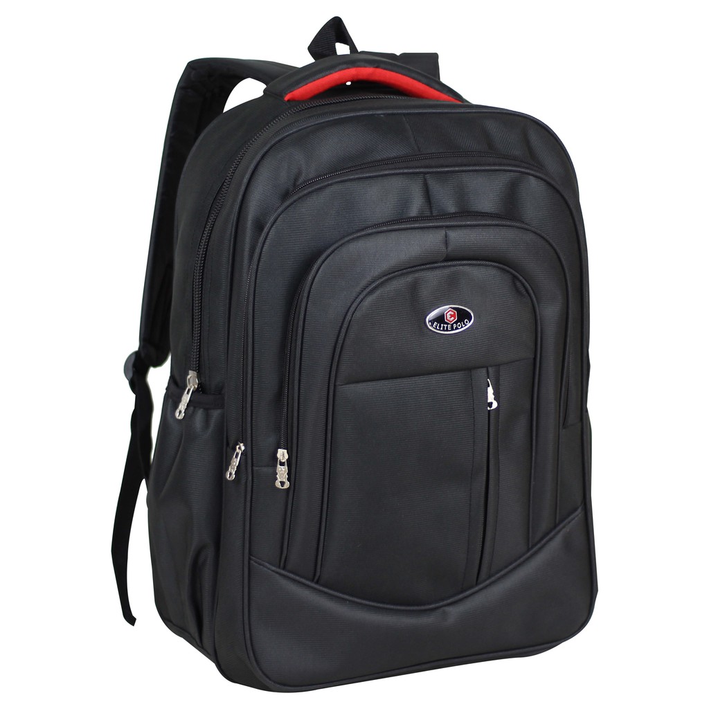 Tas Ransel Polo Pria Bahan Tebal Awet Premium Tas Punggung Pria Elite Polo Resleting Depan Warna Hitam Backpack SMP SMA Kuliah Kerja Tas Dinas Laptop In Bagus Awet