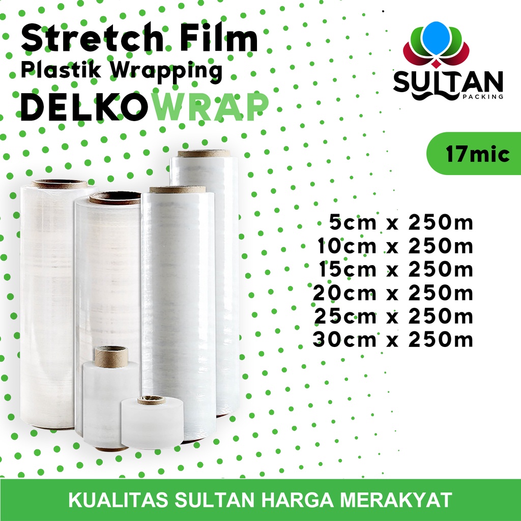Plastik Wrapping Stretch Film 250m DELKOWRAP WRAPPING BENING SATUAN TERMURAH