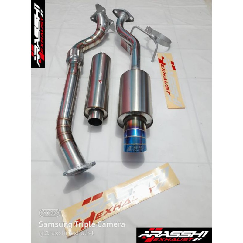 Knalpot Mobil Brio Fullset Bolt On Resonator Dpfp Arasshi AS-0.1 Burntipe