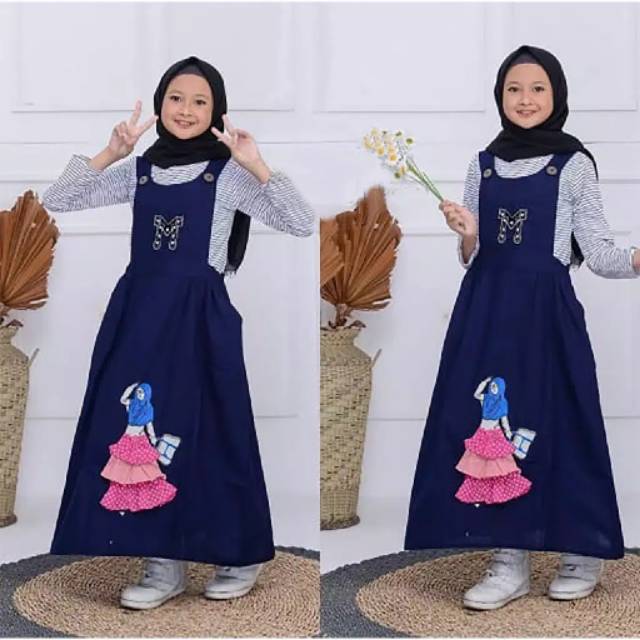 Barbie set kids fashion muslim setelan anak