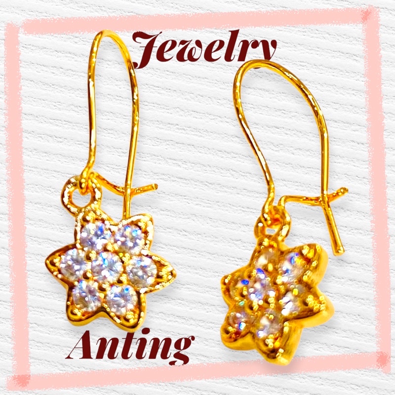 Anting wanita anting permata lapis emas permata zircone